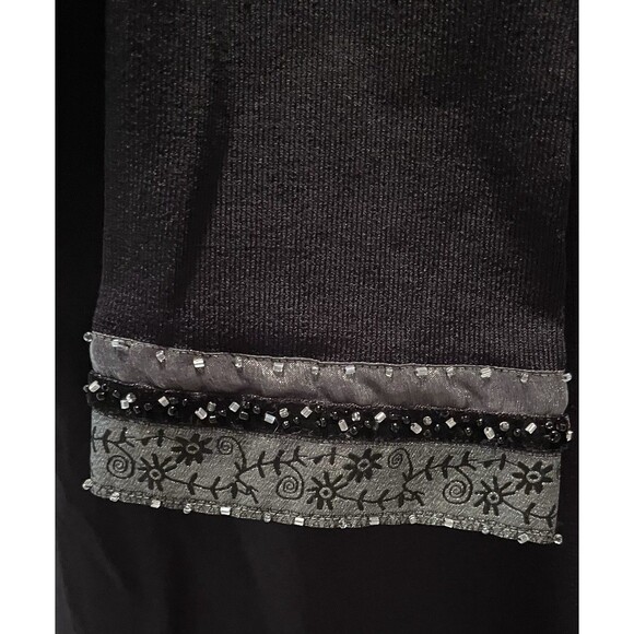 VTG Willi Smith Beaded 80s Bling V Neck Sweater Womens M Black Silver Sparkle - Picture 3 of 6